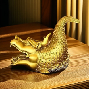 黄铜龙头鱼鳌鱼摆件店铺开业送礼鸱吻鸱尾鱼化龙吉祥瑞兽六兽o