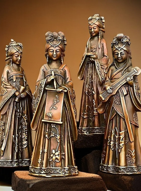 黄铜四大才女摆件一套琴棋书画客厅办公室桌面工艺品美女铜像o