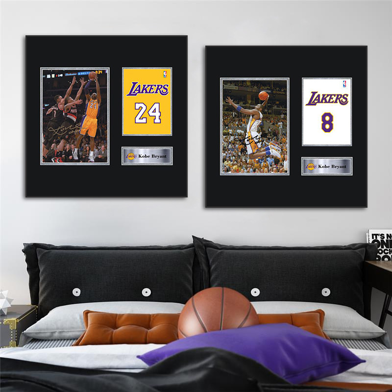 科比签名复刻装饰画男生宿舍房间客厅卧室挂画篮球明星kobe壁画