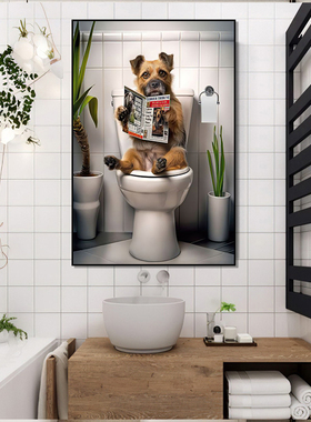 可爱熊猫装饰画厕所浴室恶搞卡通挂画卫生间洗手台墙面趣味壁画