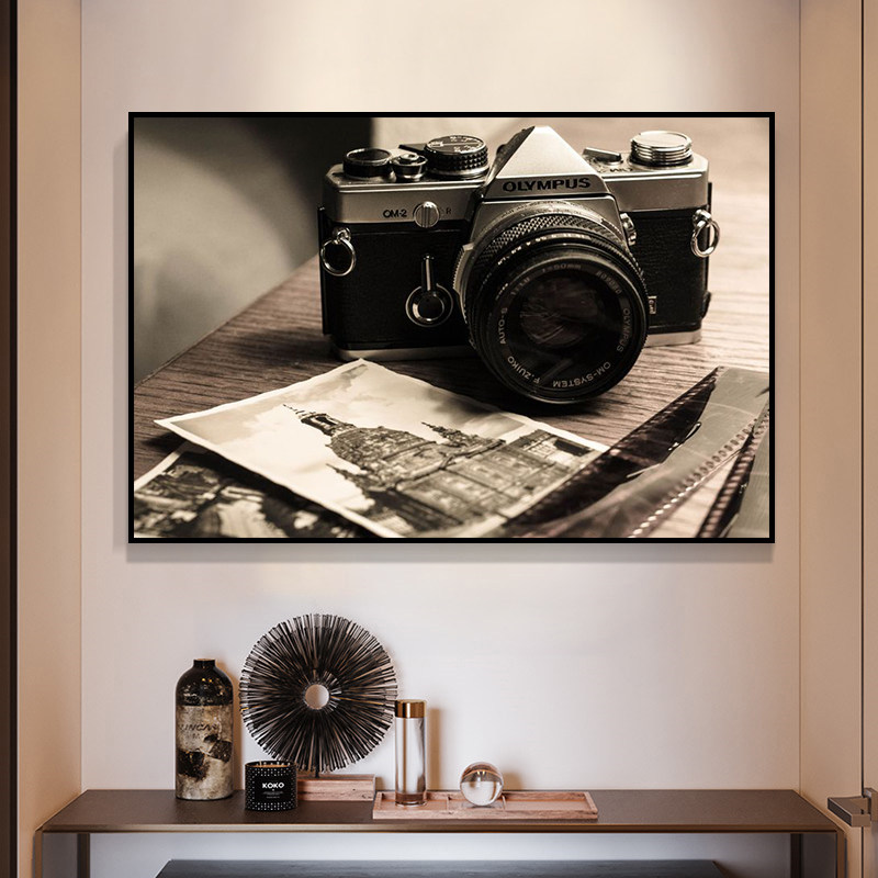 复古老物件挂画摄影工作室影楼怀旧风相机装饰画咖啡厅年代感壁画