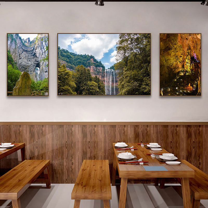 重庆景点装饰画火锅店餐厅观音桥洪崖洞挂画酒店长江大桥风景壁画