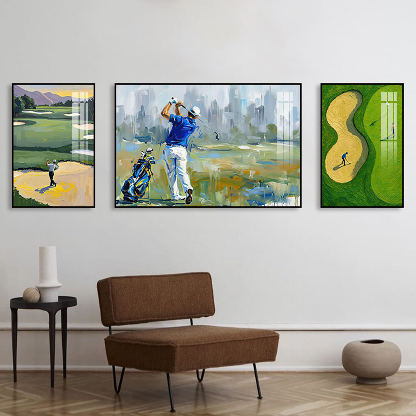 高尔夫球场挂画休闲娱乐会所酒店壁画golf球馆运动俱乐部装饰画