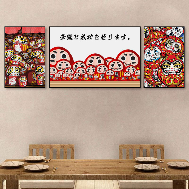 日式达摩蛋装饰画日本寿司店料理店挂画居酒屋餐厅和风饭厅壁画
