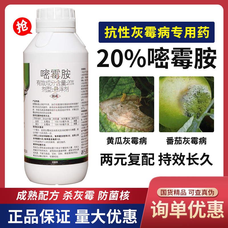 20%嘧霉胺月季葡萄草莓番茄灰霉病专用药农药杀菌剂疫病菌核病