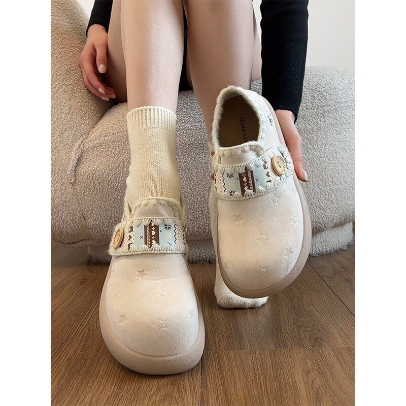 爆款卡通法式厚底全包勃肯鞋女2026年新款春秋百搭配裙子软底单鞋