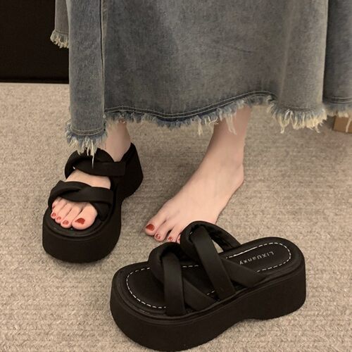 超火绝美拖鞋女夏季2025新款百搭爆款时尚休闲外穿厚底增高凉鞋女