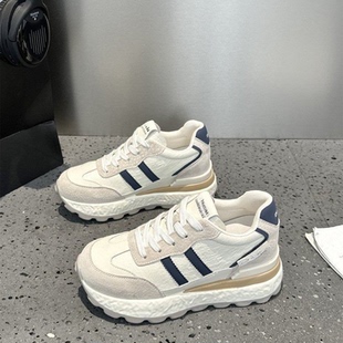 德训鞋女2025新款秋季爆款厚底内增高女鞋红色阿甘休闲百搭运动鞋