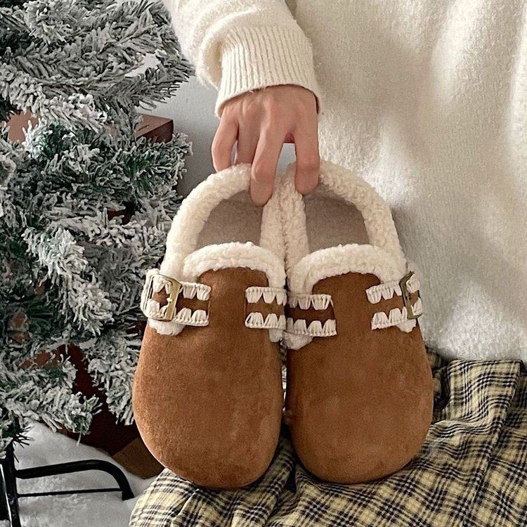 厚底勃肯鞋子女2026新款爆款秋冬季休闲保暖加绒二棉女鞋穆勒鞋女