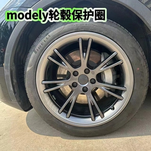 适用特斯拉model3Y轮毂19寸轮毂保护圈装饰框改装彩色轮壳轮圈