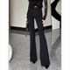 百搭长裤 弹力修身 时尚 高腰拖地裤 黑色气质喇叭裤 女2026年春夏新款