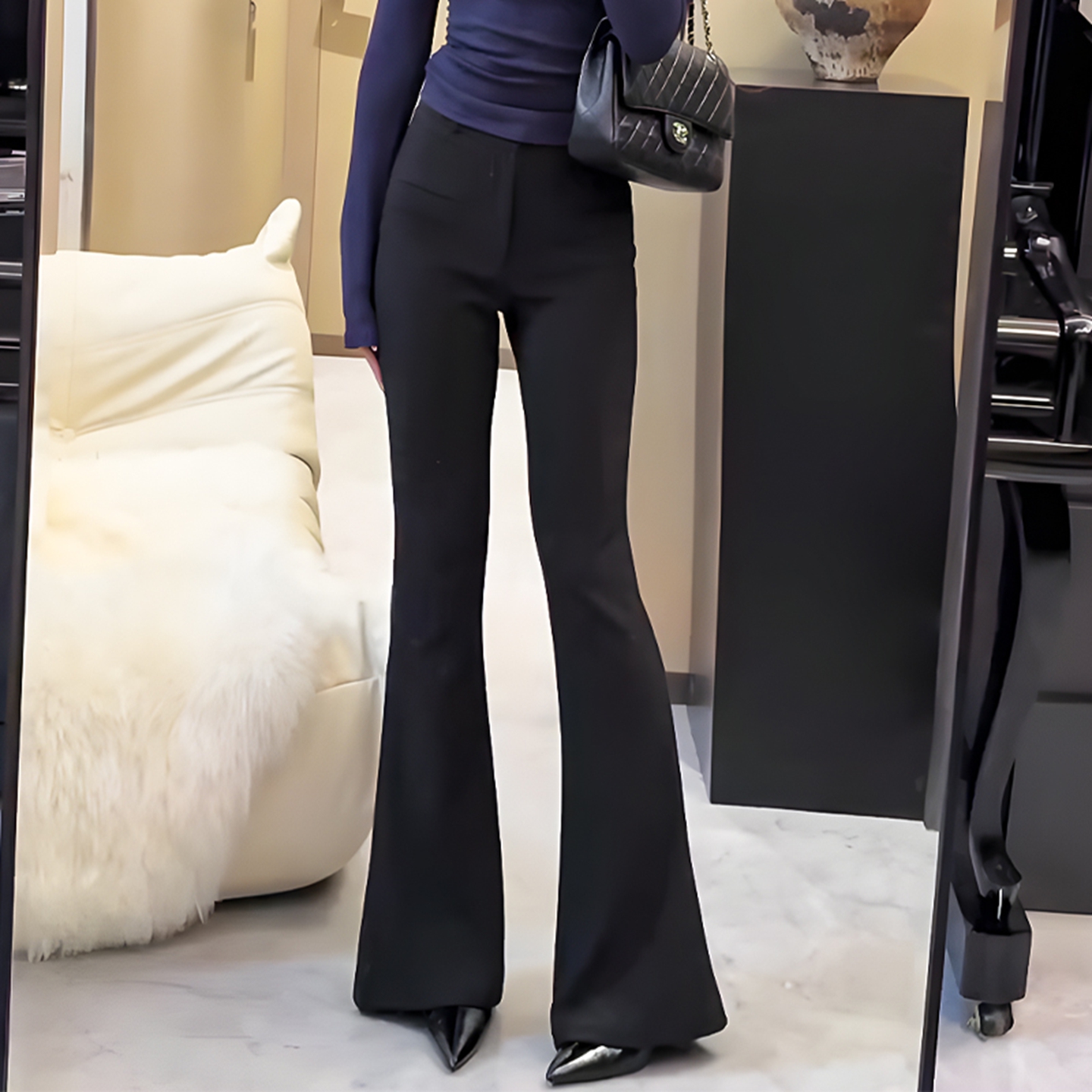 黑色气质修身百搭休闲裤女