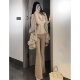 时髦喇叭裤 卡其色微喇休闲裤 子 垂感西装 长裤 女2025冬季 加绒直筒裤