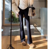 加绒微喇休闲裤 垂感马蹄裤 女秋冬季 高腰弹力修身 2025新款 黑色窄版