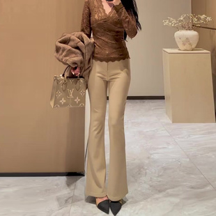 卡其色窄版 显瘦显瘦百搭直筒裤 微喇西装 女2025秋冬新款 裤 巨好看