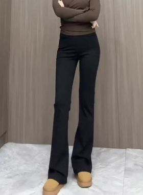 黑色裤子女2025新款秋冬垂感高腰微喇裤女休闲西裤弹力显瘦喇叭裤