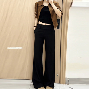 百搭不贴腿垂感喇叭拖地裤 女2025年秋冬新款 裤 黑色高级感微喇西装