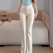 微喇叭裤 女秋冬新款 高腰显瘦垂感拖地裤 弹力修身 气质百搭白色长裤