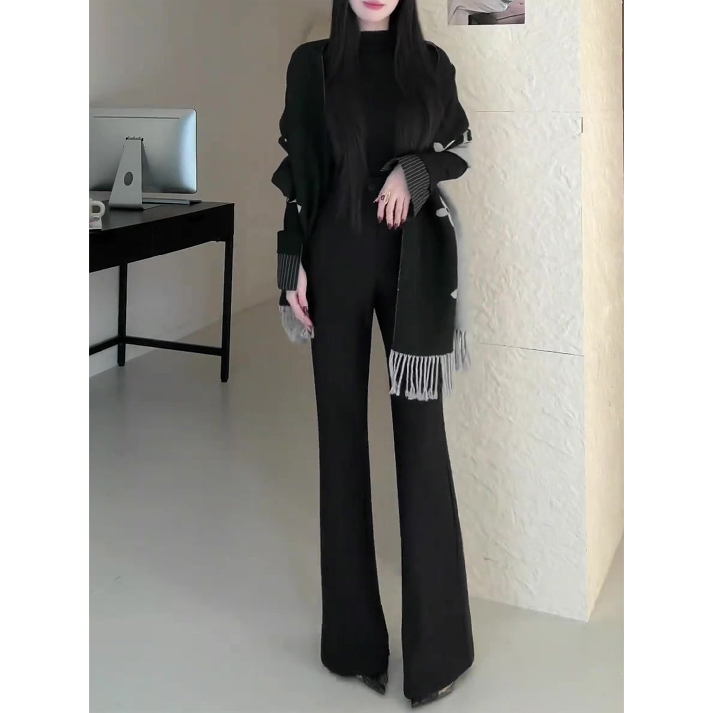 加绒不贴腿西装微喇裤女秋冬季2025新款小个子高腰显瘦阔腿喇叭裤,女装/女士精品,大码裤装,淘宝优惠券,粉丝福利购,淘宝优惠卷