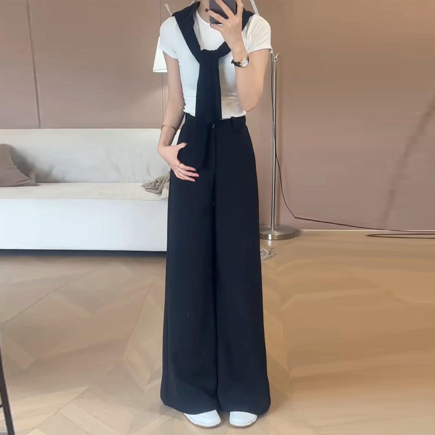 黑色高级直筒西装裤女2026春夏新款高腰显瘦宽松时尚百搭休闲长裤