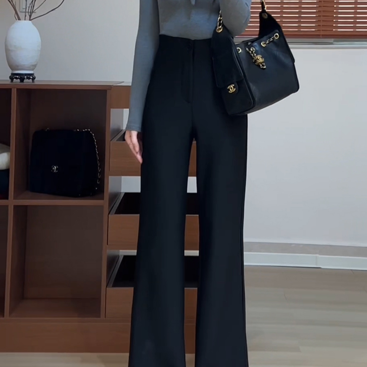 垂感高腰显瘦休闲喇叭拖地裤