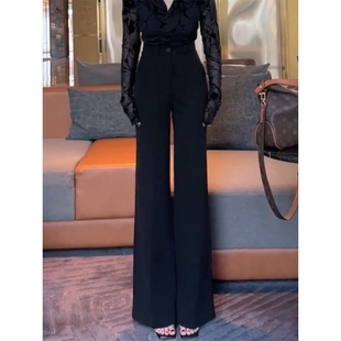 女高级感简约百搭休闲裤 裤 垂感黑色气质直筒阔腿西装 2025秋冬新款