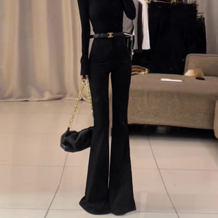 百搭加绒鱼尾喇叭裤 高腰显瘦修身 女秋冬2025新款 高级感微喇马蹄裤