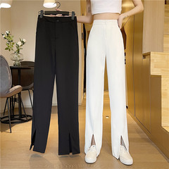 Real price new high waist down feeling suit straight tube loose split pants wide leg pants female