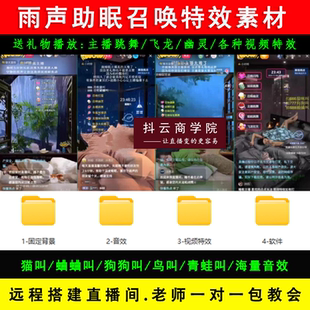 雨声助眠召唤直播间搭建教程送礼物触发召唤闪电狗叫烟花跳舞软件