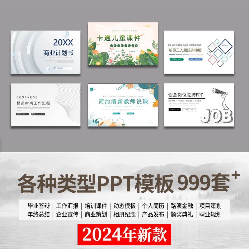 2024高端PPT模板 动态工作汇报总结教学开题报告毕业答辩模版素材
