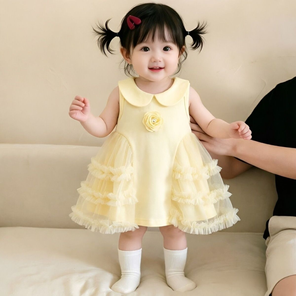 夏季新款童装0-1-2-3-4岁女童连衣裙洋气小名媛风无袖网纱礼服裙