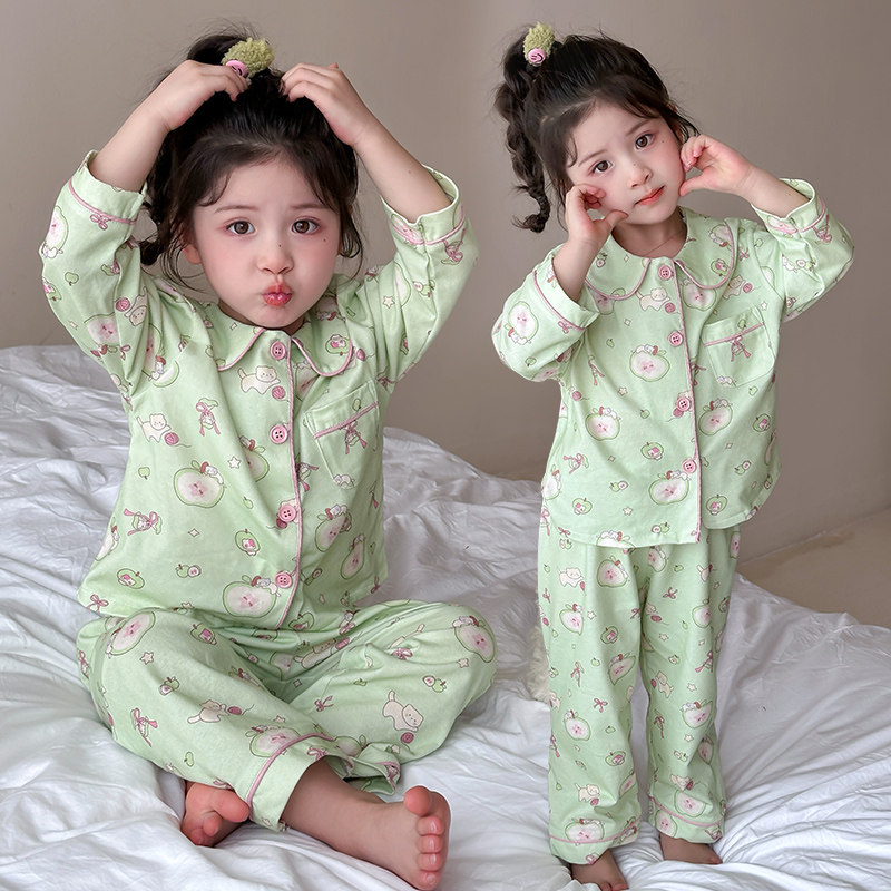 女童睡衣卡通开衫娃娃领睡衣2026春秋新品套装长袖家居服两件套,童装/婴儿装/亲子装,家居服套装,淘宝优惠券,粉丝福利购,淘宝优惠卷
