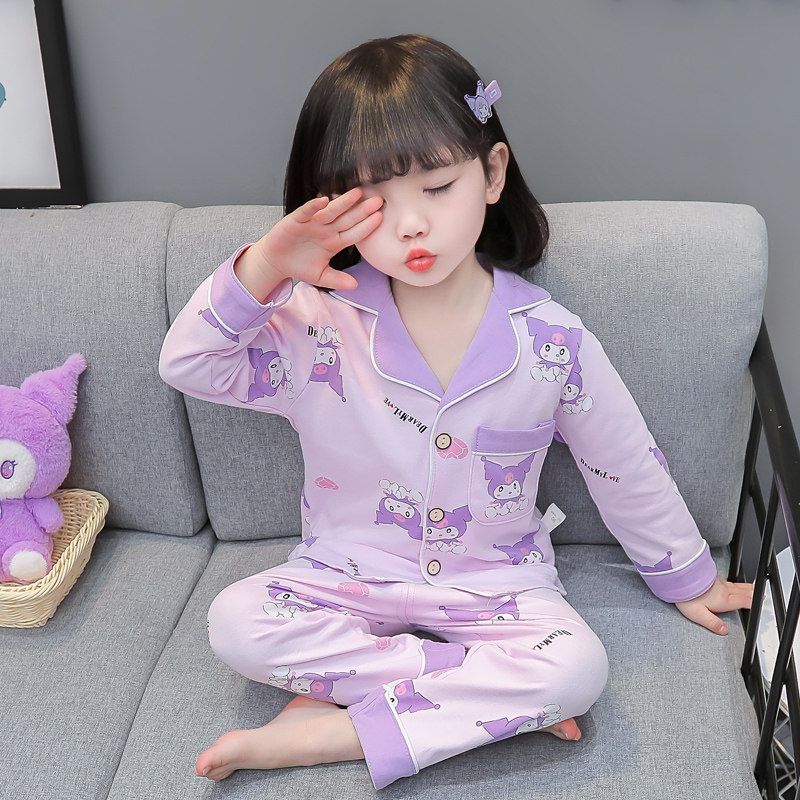 儿童睡衣春秋纯棉女孩套装宝宝长袖春季女童家居服中大童全棉A类