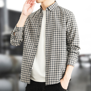 新款 休闲加厚格子衬衣男款 磨毛纯棉长袖 男士 上衣外套 衬衫 2025秋季