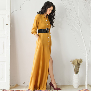 2026女神范衣服超仙打底连衣裙长袖春秋冬正式场合衬衫领内搭长裙