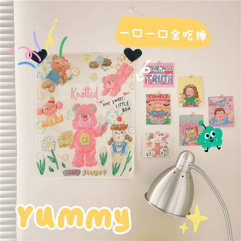 ins风生日蛋糕小熊挂布