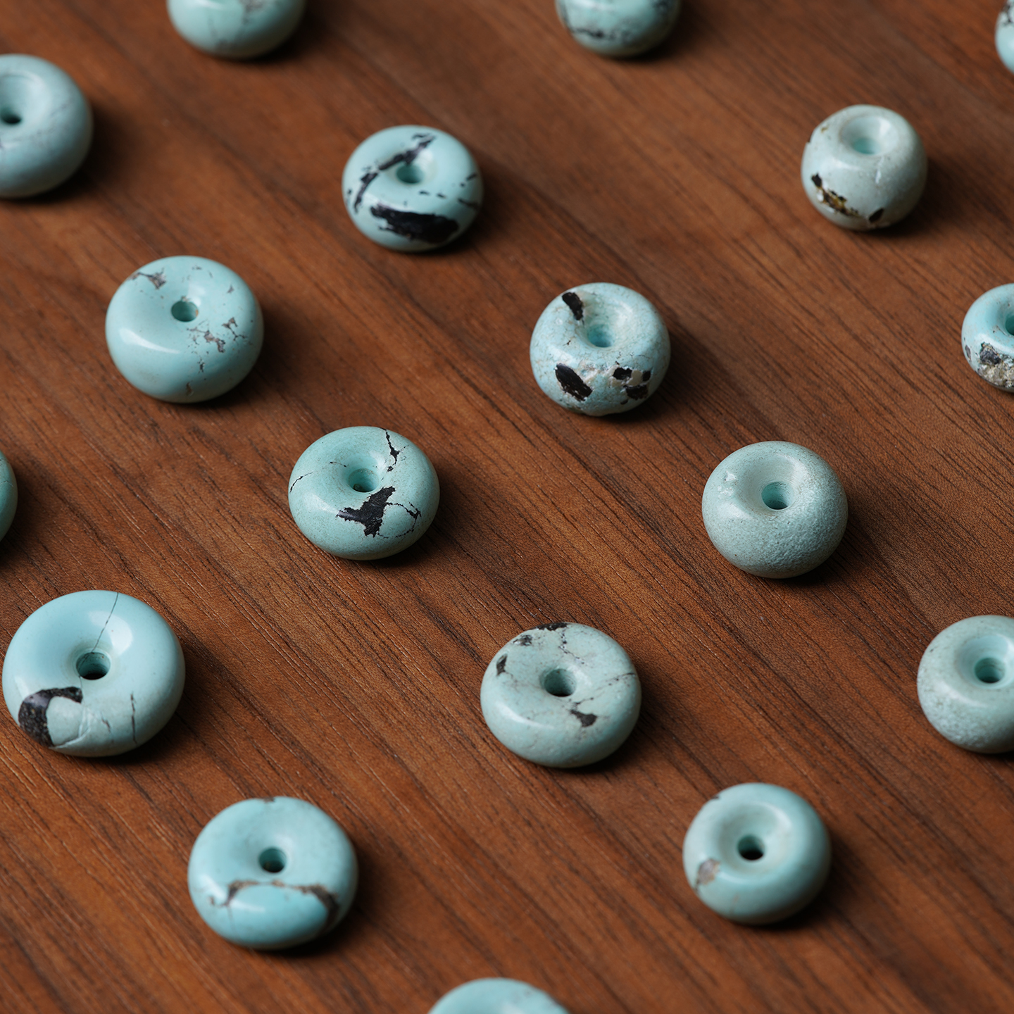 山仓 天然原矿绿松石平安扣甜甜圈隔珠散珠 佛珠手串diy配件b20