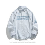 宽松百搭叠穿印花压皱条纹衬衫外套男女C2216-P47【特价】，男装衬衫，电商A007-1