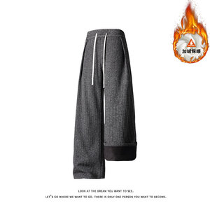 秋冬复古条纹卫裤加绒保暖宽松休闲裤K8693JR（加绒）-特价P52图片