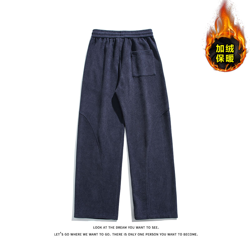 复古运动风加绒保暖休闲裤男宽松直筒长裤K8695JR（加绒）特价P49,男装棉衣,电商A007-1