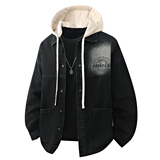 美式复古做旧牛仔夹克男连帽复古风假两件拼接外套JA888-特价P70，男装夹克，电商A007-1