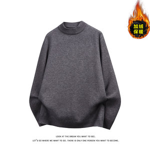 简约风纯色半高领毛衣加绒保暖百搭针织衫休闲上衣ZJ6102-特价P38图片