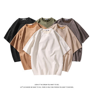 美式风重磅短袖T恤男多色简约圆领宽松韩版潮流上衣T3369-特价P19，男装T恤，电商A007-1