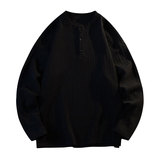 美式复古亨利领休闲长袖T恤卫衣男宽松休闲上衣内搭T3690-特价24，男装T恤，电商A007-1