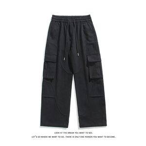 全棉加厚水洗工装多口袋休闲裤男潮流大码直筒K8576-P47【特价】图片