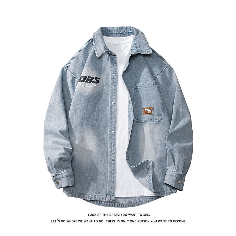 潮流字母印花休闲大码宽松男女牛仔外套夹克J2023-P62【特价】，男装工装外套，电商A007-1