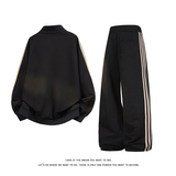 拼色三条杠撞色开衫卫衣大码宽松休闲立领外套W4602-P52【特价】，女装短外套，电商A007-1