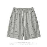 印花抽绳短裤男女宽松松紧腰百搭运动时尚百搭裤子DK8702-特价P35，男装牛仔裤，电商A007-1
