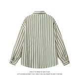 日系复古条纹衬衫男长袖宽松翻领少年感衬衣男女C2276-特价P40，男装衬衫，电商A007-1