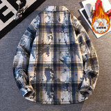 美式长袖宽松格子衬衫休闲内搭衬衣高级感翻领外套男CJ9741-特P42，男装衬衫，电商A007-1